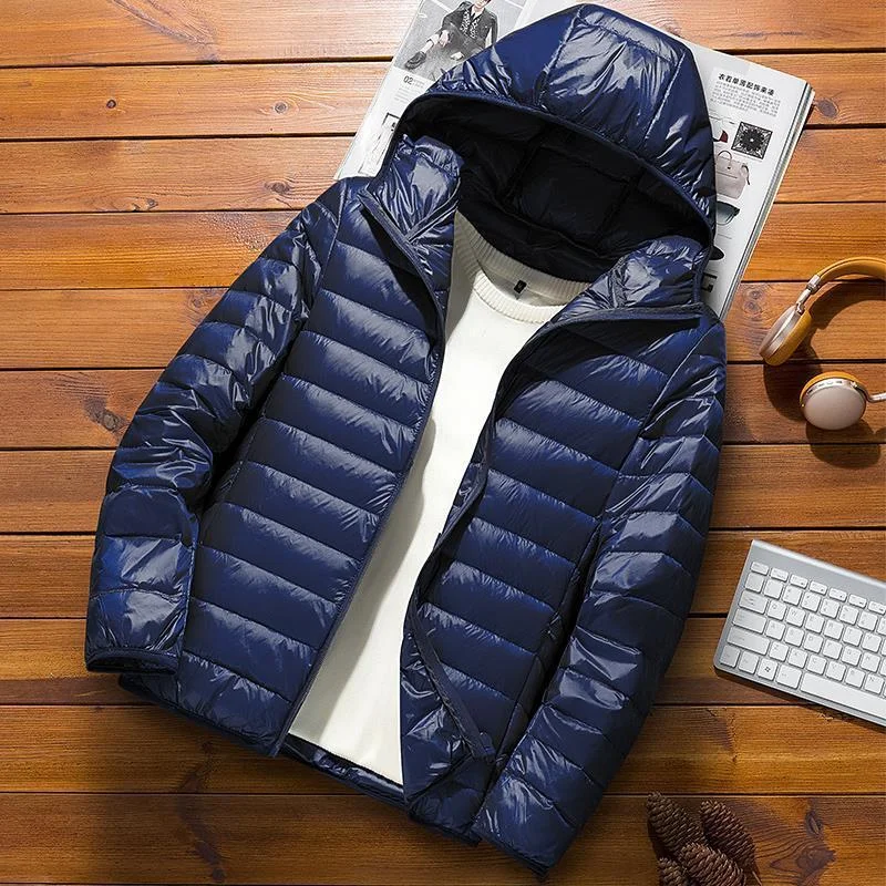 Men's Puffer Jacket Slim Fit Hooded Quilted Weather Resistant Lightweight Outerwear