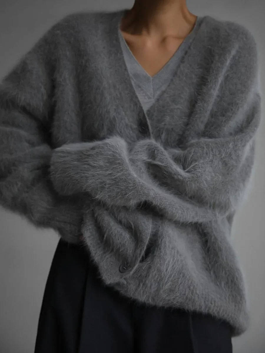 Street-Wave Women's Fuzzy Cropped Cardigan Sweaters With Buttons - Ultra Soft Cozy Layer You Can Wear Open Or Buttoned
