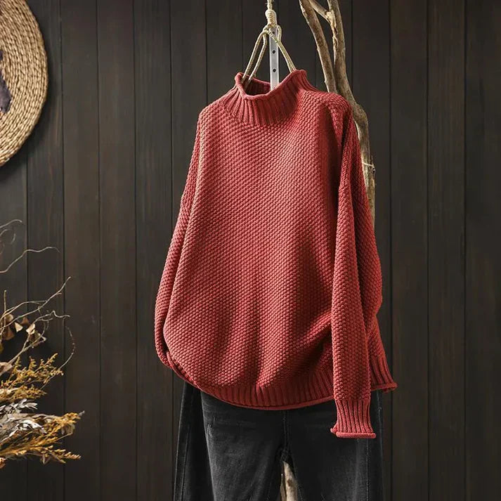 Street-wave Women Cozy Chunky Turtleneck Pullover Knit Sweater for Elegant Comfort