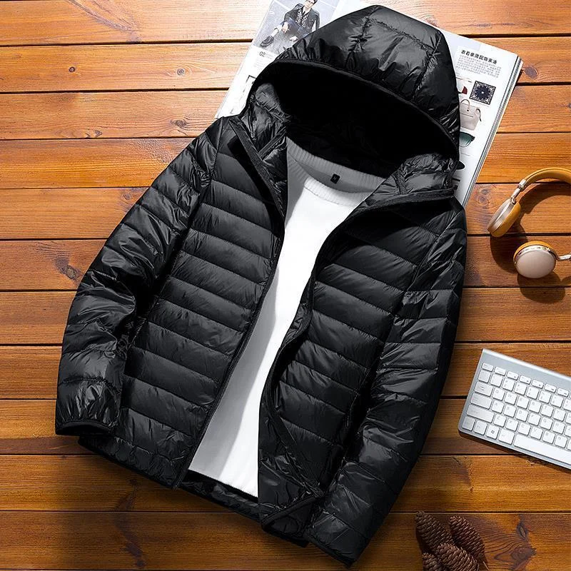 Men's Puffer Jacket Slim Fit Hooded Quilted Weather Resistant Lightweight Outerwear