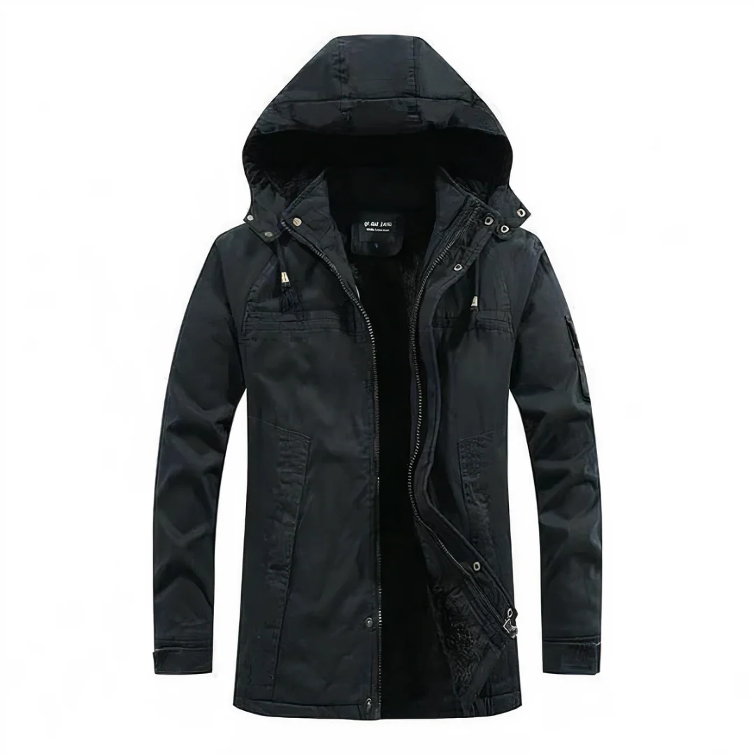 Street-Wave Men’s Fur-Lined Hooded Jacket Regular Fit Windproof With Multiple Pockets Zip Front