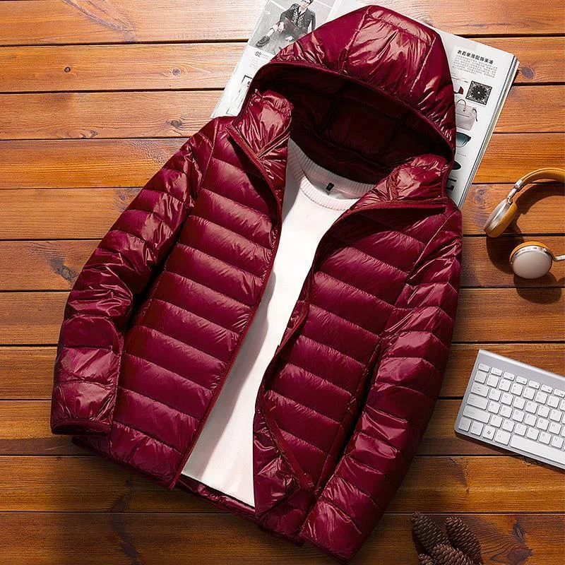 Men's Puffer Jacket Slim Fit Hooded Quilted Weather Resistant Lightweight Outerwear