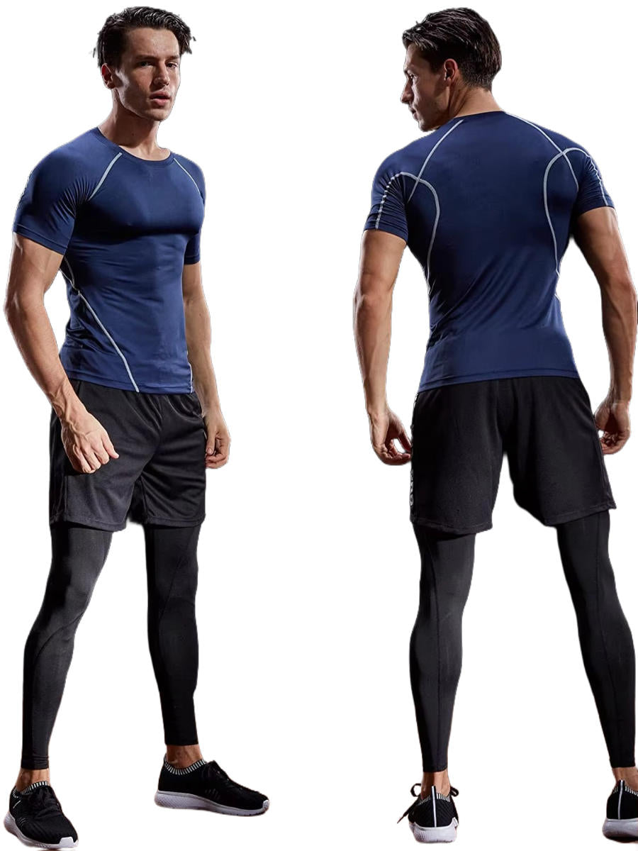 Street-Wave Mens Short Sleeve Compression Shirt For Training And Workouts Moisture Wicking Performance Top