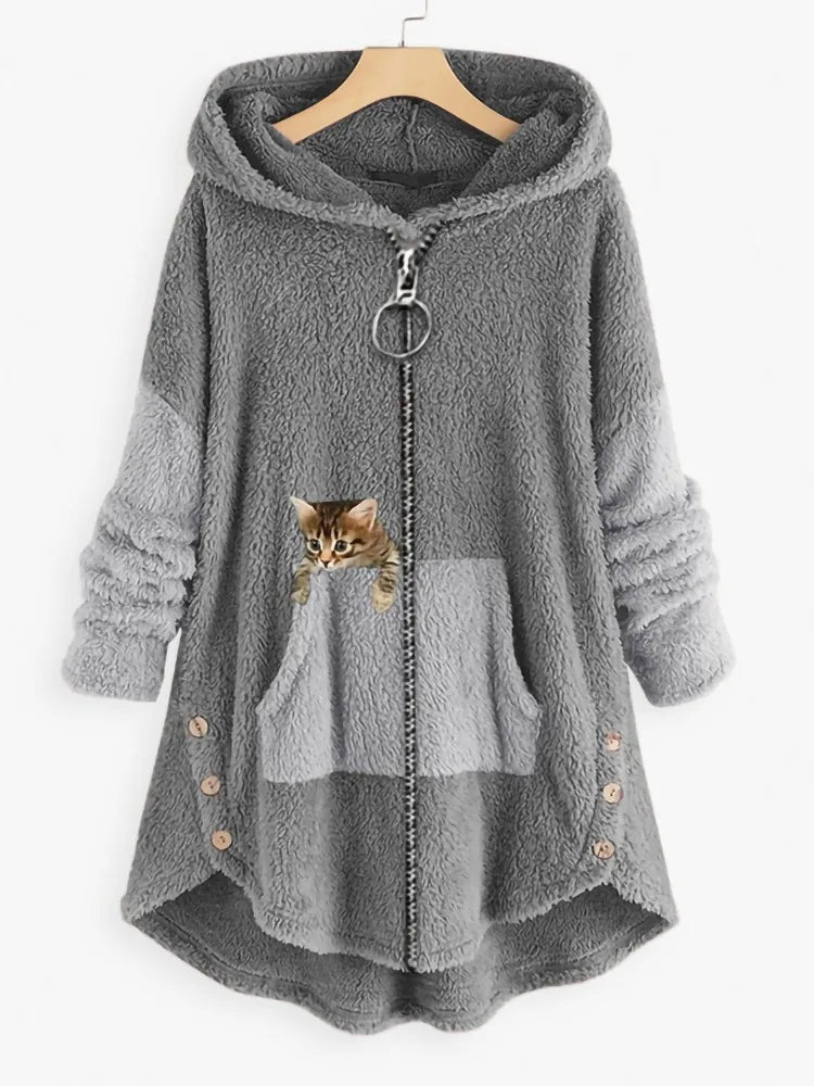 Street-Wave Teddy Fleece Hooded Coat For Women Ultra Soft Warmth And Cozy Comfort