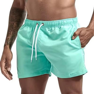 Street-Wave Men's Quick Dry Gray Swimming Trunks Drawstring Beach Swim Shorts Comfort Fit