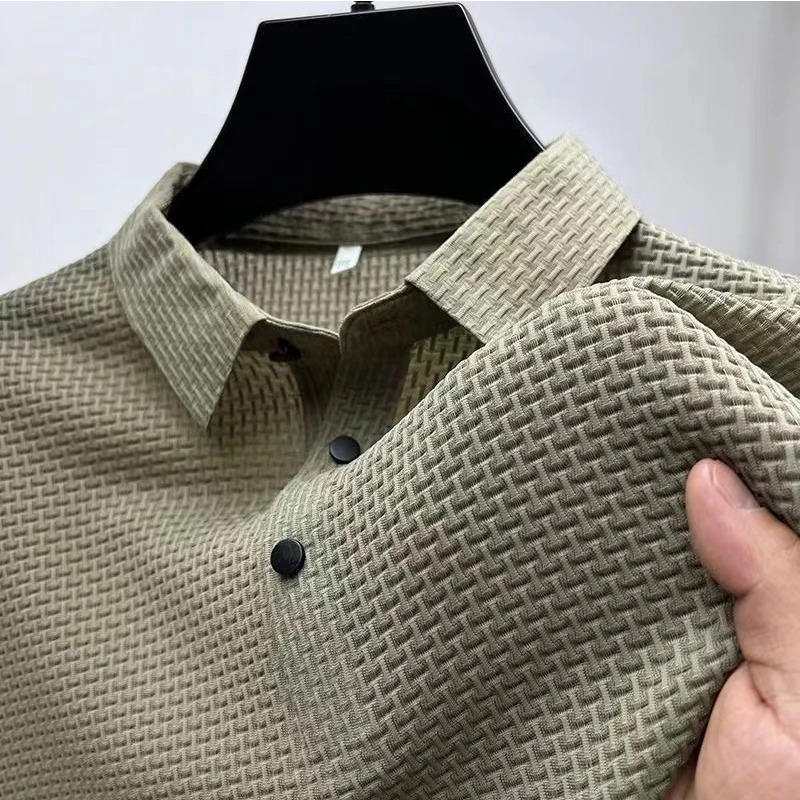 Street-Wave Men's Knitted Polo Shirt Short Sleeve Breathable Stretch Knit For Everyday Wear