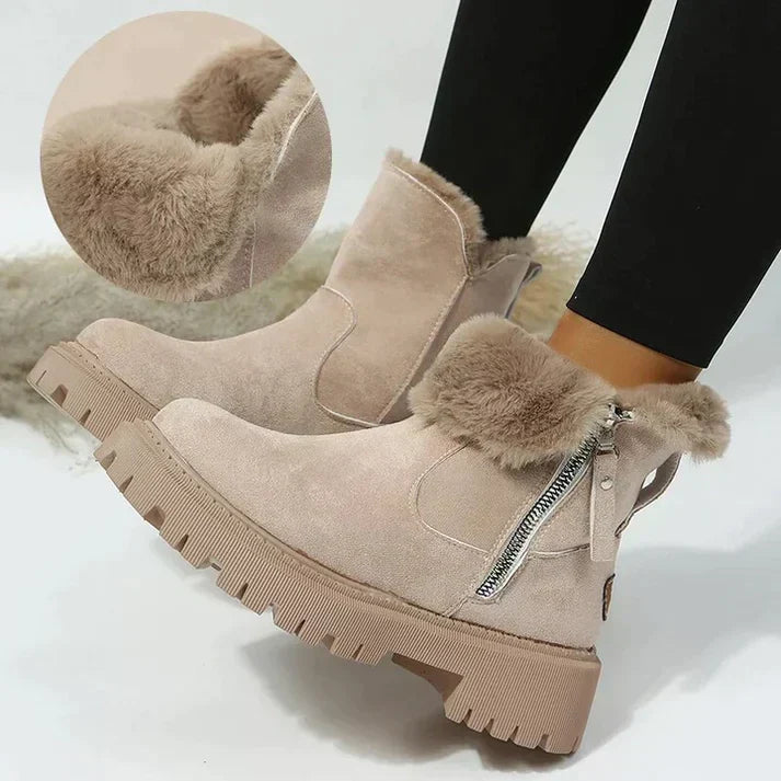 Street-Wave Fur Lined Winter Boots For Women Cozy Comfort Thick Lug Sole Stylish Everyday Wear