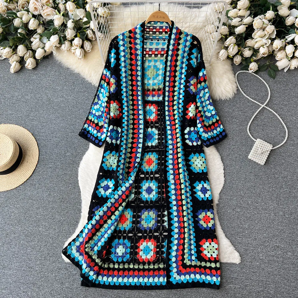 Streetwave Crochet Cardigan For Women Multicolor Cozy Yet Chic Versatile Jacket For Modern Style