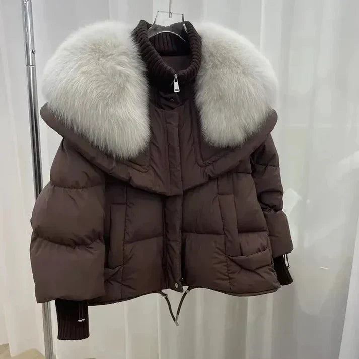 Street-Wave Lux Fur Collar Puffer Coat For Women Insulated Down Jacket Warm And Stylish