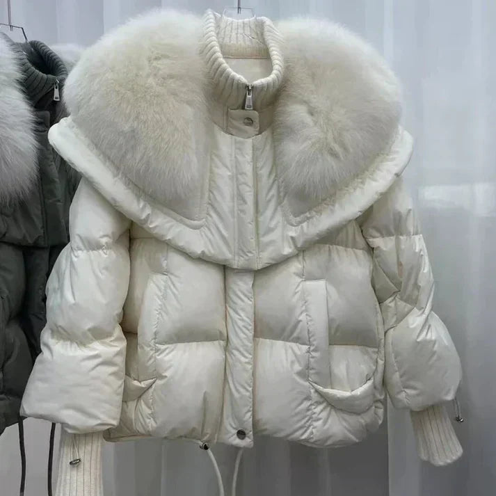 Street-Wave Lux Fur Collar Puffer Coat For Women Insulated Down Jacket Warm And Stylish