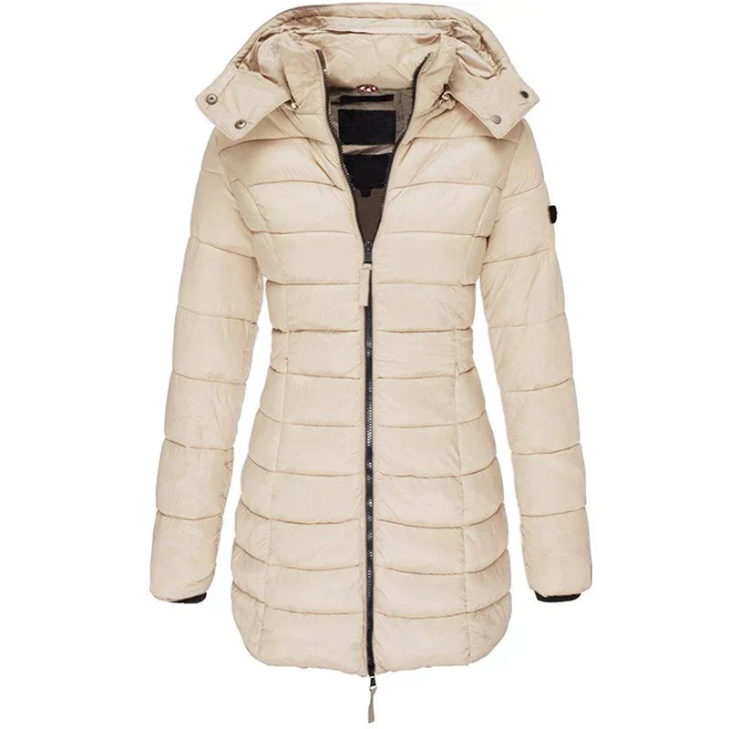 Street-Wave Women Puffer Coat Longline Warmth Insulated Quilted Hooded Winter Jacket