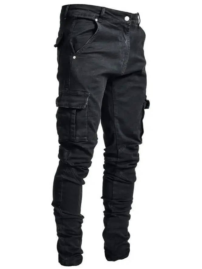 Street-Wave Tapered Cargo Jeans For Men Ultra Comfortable Modern Fit With Multiple Cargo Pockets