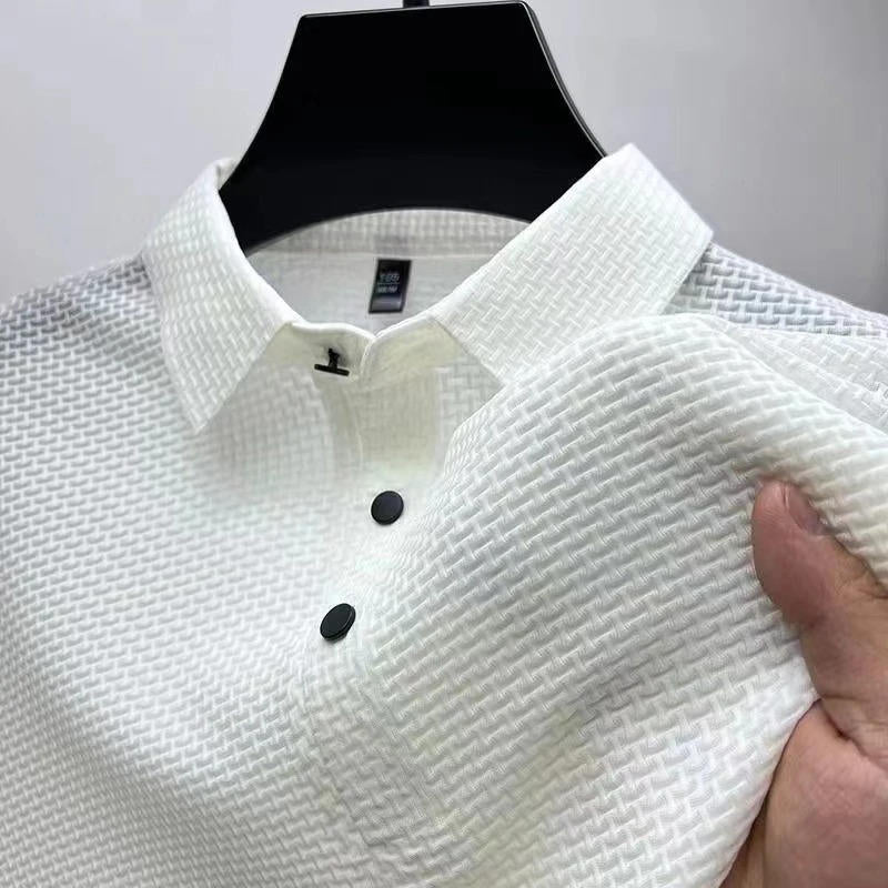 Street-Wave Men's Knitted Polo Shirt Short Sleeve Breathable Stretch Knit For Everyday Wear