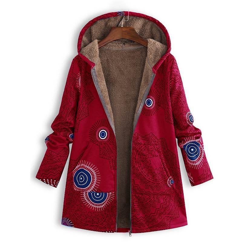 Street-Wave Women's Spring Jacket With Detachable Hood Front Pockets Lightweight Floral Coat
