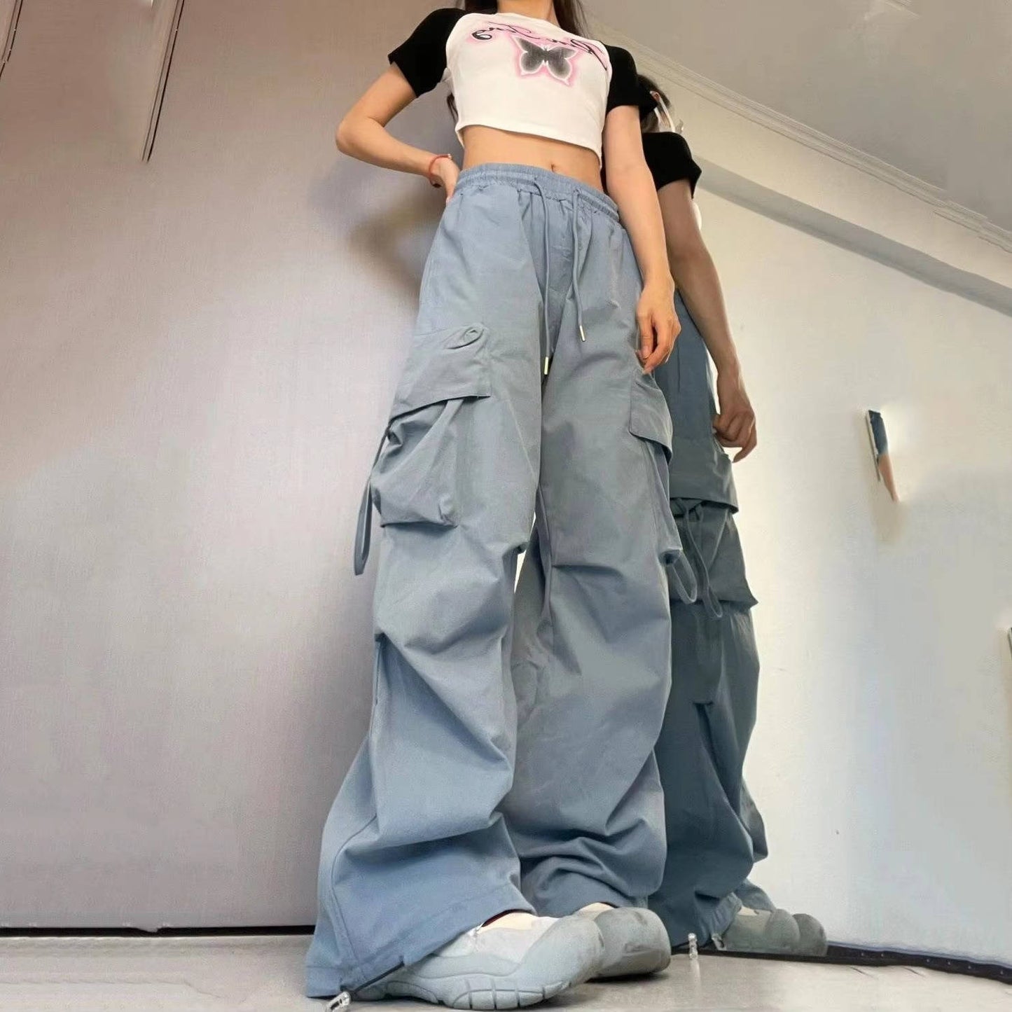 Street-Wave Womens Baggy Pants With Pockets Ultra Comfortable All Day Loose Fit Cargo Trousers