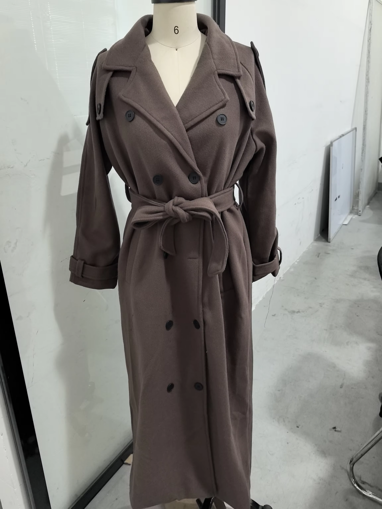 Women's Lace Up Wool Overcoat