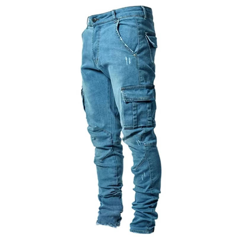 Street-Wave Tapered Cargo Jeans For Men Ultra Comfortable Modern Fit With Multiple Cargo Pockets