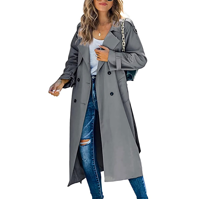 Street Wave Long Trench Coat Water Repellent Timeless Weatherproof For Modern Women