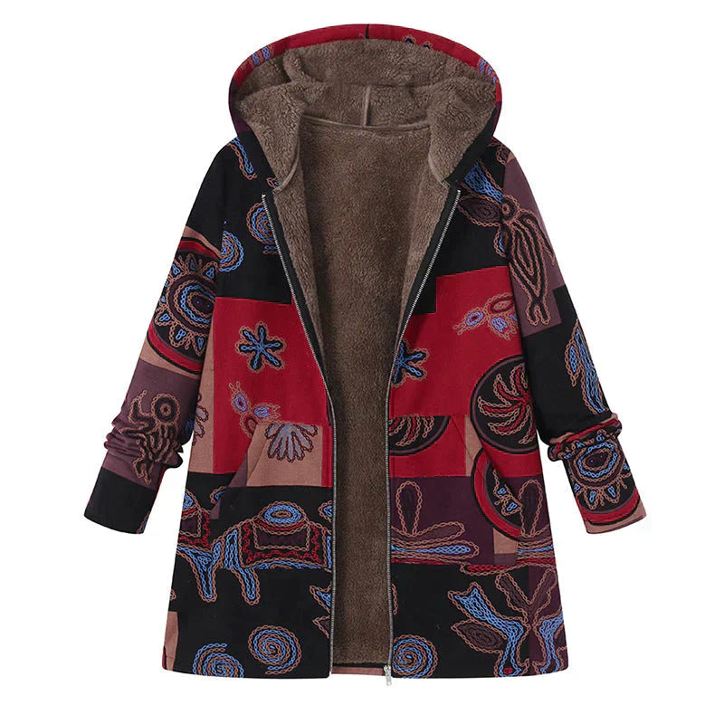 Street-Wave Women's Spring Jacket With Detachable Hood Front Pockets Lightweight Floral Coat