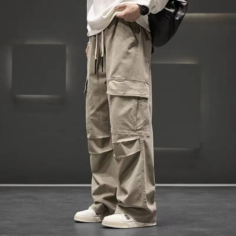 Loose Fit Cargo Pants For Men With Drawstring Waist And Multiple Pockets Casual Utility Trousers By Street-Wave