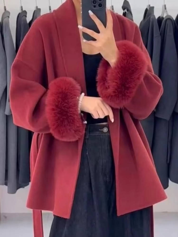 Street-Wave Women's Wrap Short Coat With Belt - Elegant Fit, Cozy Warmth, Effortless All Day Style
