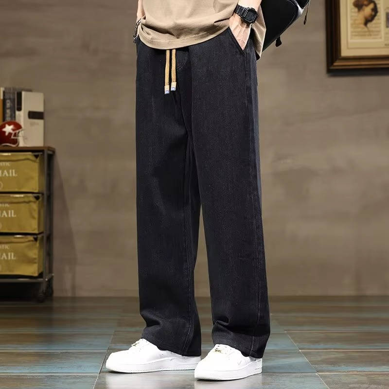 Mens Drawstring Denim Jeans For Men Casual Comfortable Relaxed Fit Everyday Wear Street-Wave