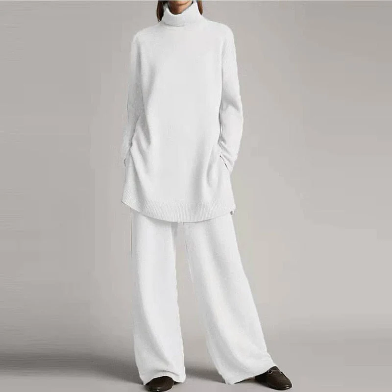 Nordisk Flair Womens Knit Loungewear Set Luxurious Comfort Oversized Turtleneck