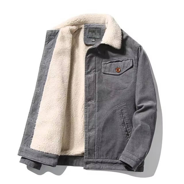 Mens Sherpa Lined Jacket Warm Winter Coat Cozy Fleece Lined Outerwear Street-Wave Casual Everyday