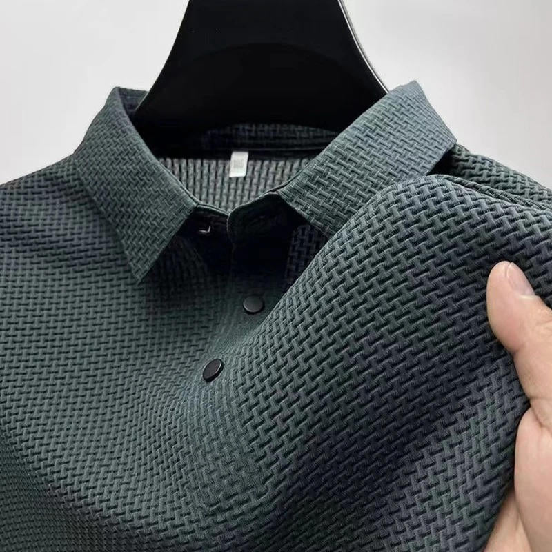 Street-Wave Men's Knitted Polo Shirt Short Sleeve Breathable Stretch Knit For Everyday Wear
