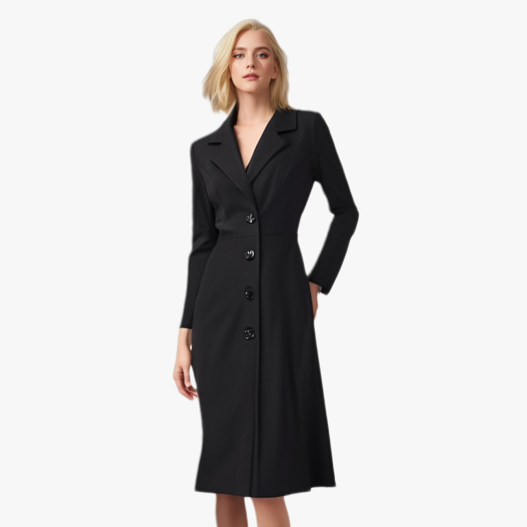 Street-Wave Wool Coat With Tailored Fit Front Button Closure And Classic Lapels For Women Timeless Style