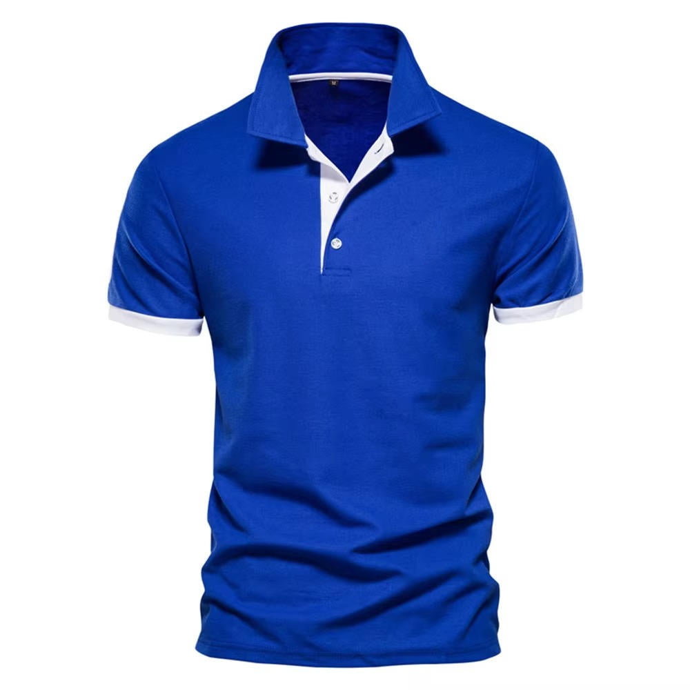 Street-Wave Men's Navy Slim Fit Polo Shirt With Orange Placket And Cuffs For Smart Casual