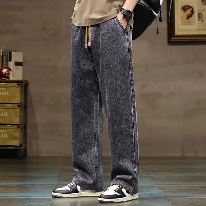 Mens Drawstring Denim Jeans For Men Casual Comfortable Relaxed Fit Everyday Wear Street-Wave