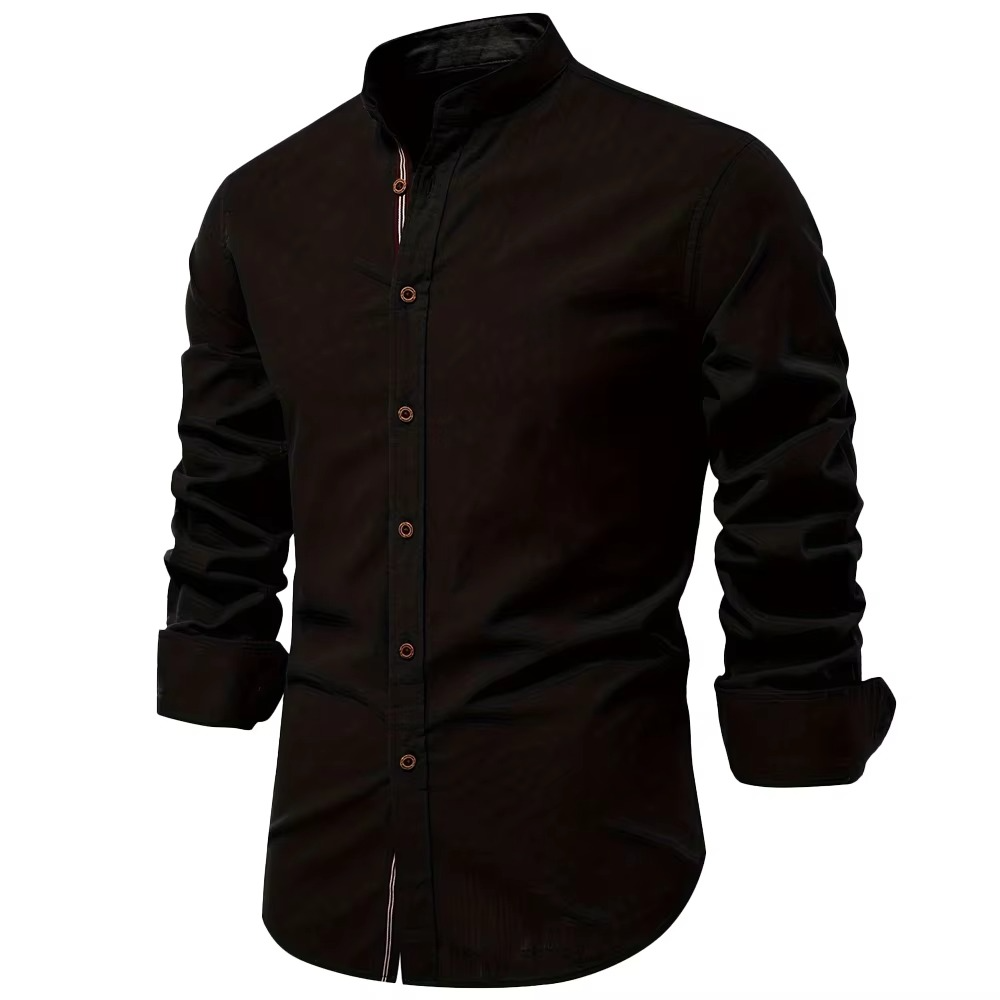 Street-Wave Slim Fit Mandarin Collar Button Down Shirt For Men - Clean Polished Look With All Day Comfort
