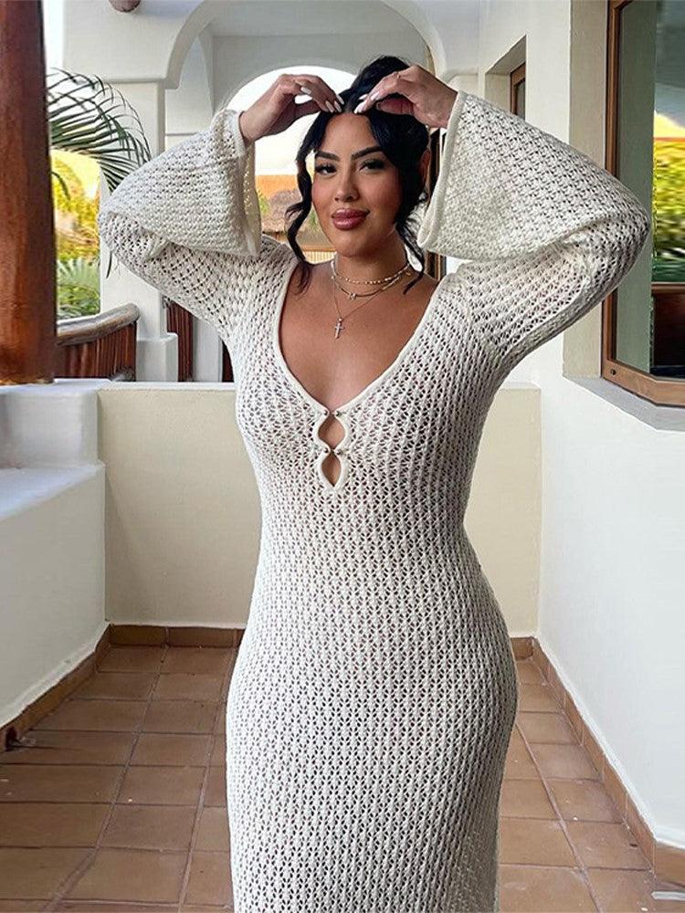 Street-Wave Lena Maxi Dress Seductive Deep V For Women Eveningwear
