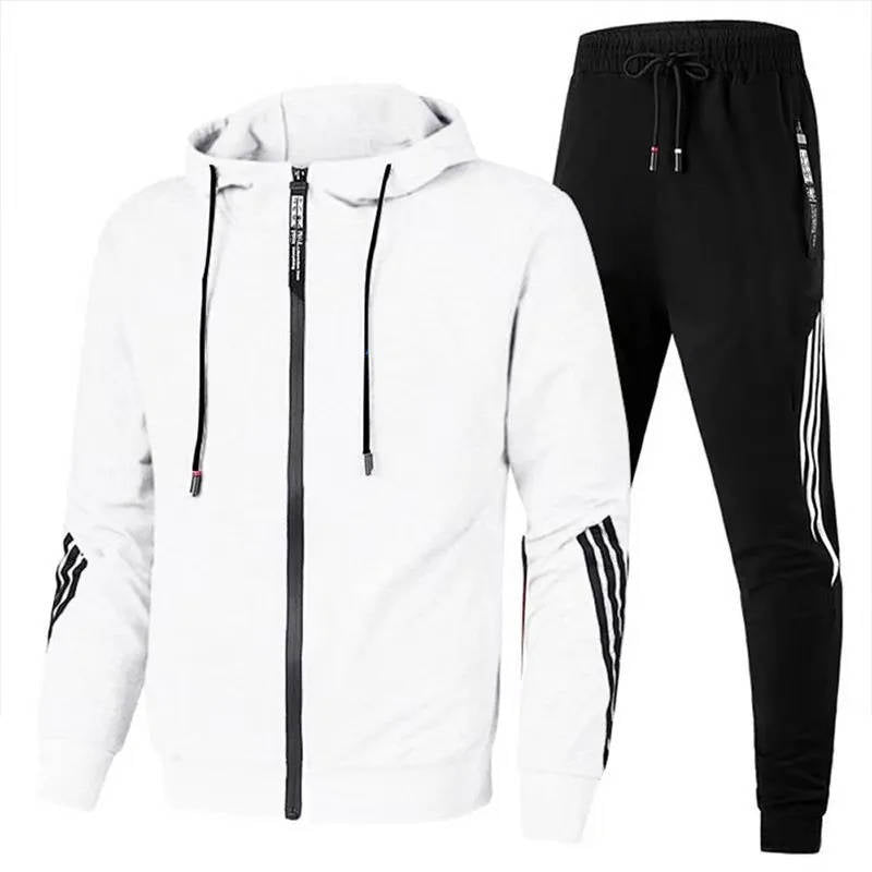Street-Wave Men's 2 Piece Zip Up Tracksuit With Hooded Jacket And Joggers For Workout And Everyday Wear