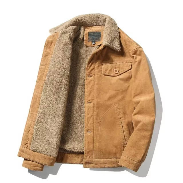 Mens Sherpa Lined Jacket Warm Winter Coat Cozy Fleece Lined Outerwear Street-Wave Casual Everyday