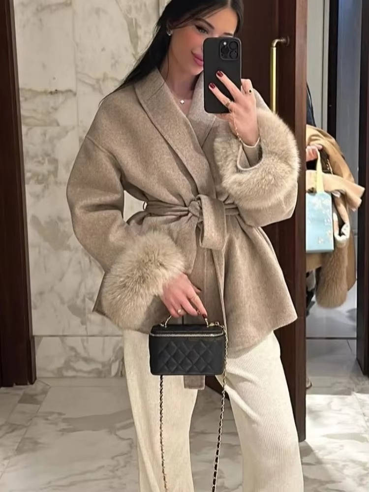 Street-Wave Women's Wrap Short Coat With Belt - Elegant Fit, Cozy Warmth, Effortless All Day Style