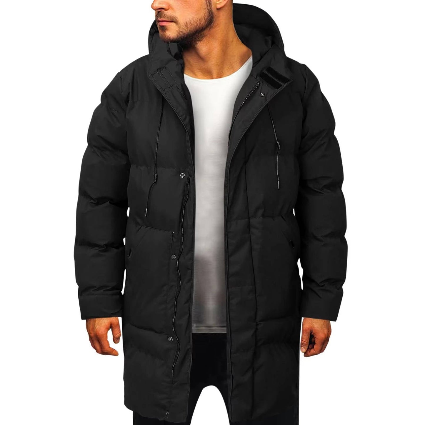 Men's Hooded Puffer Jacket Parka by Street-Wave Long Insulated Winter Coat for Cold Weather