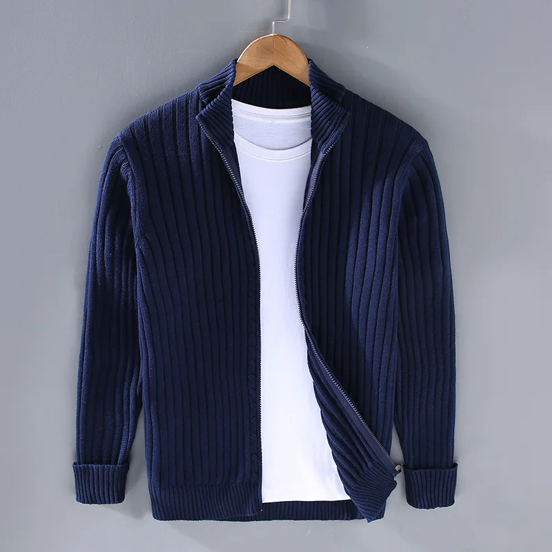 Aurelian Ribbed Zip Cardigan For Men Waylynn Slim Fit Layering Warmth