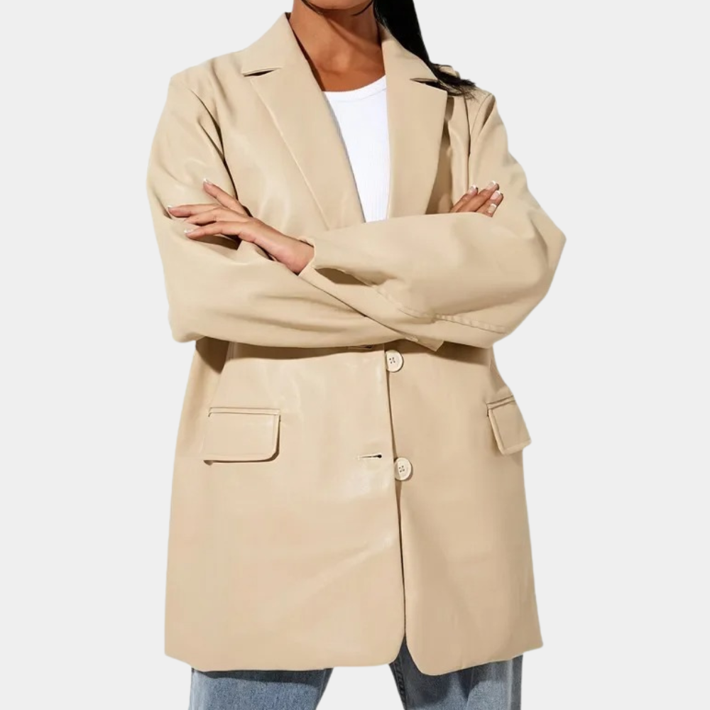 Street-wave Timeless Leather Jacket For Women - Elegant Office-Ready Outerwear For Autumn And Everyday Style
