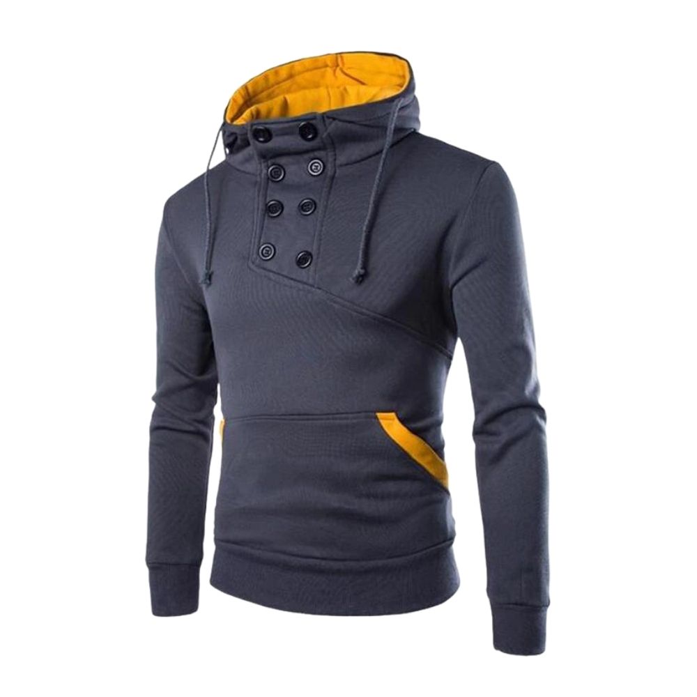 Street-Wave Men's High-Collar Vest With Cozy Fleece For Slim-Fit Winter Warmth And Orange Accent
