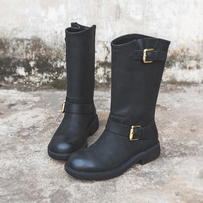 Women's Buckle Boots with Bold Design and Easy Fit