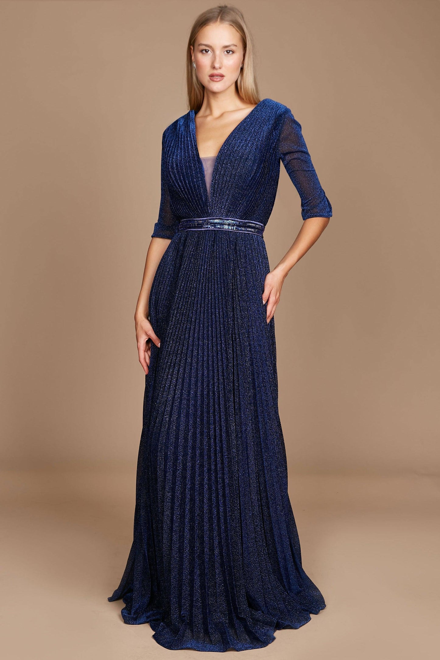 Street Wave Long Sleeve Formal Evening Dress For Mothers Of The Bride VNeck