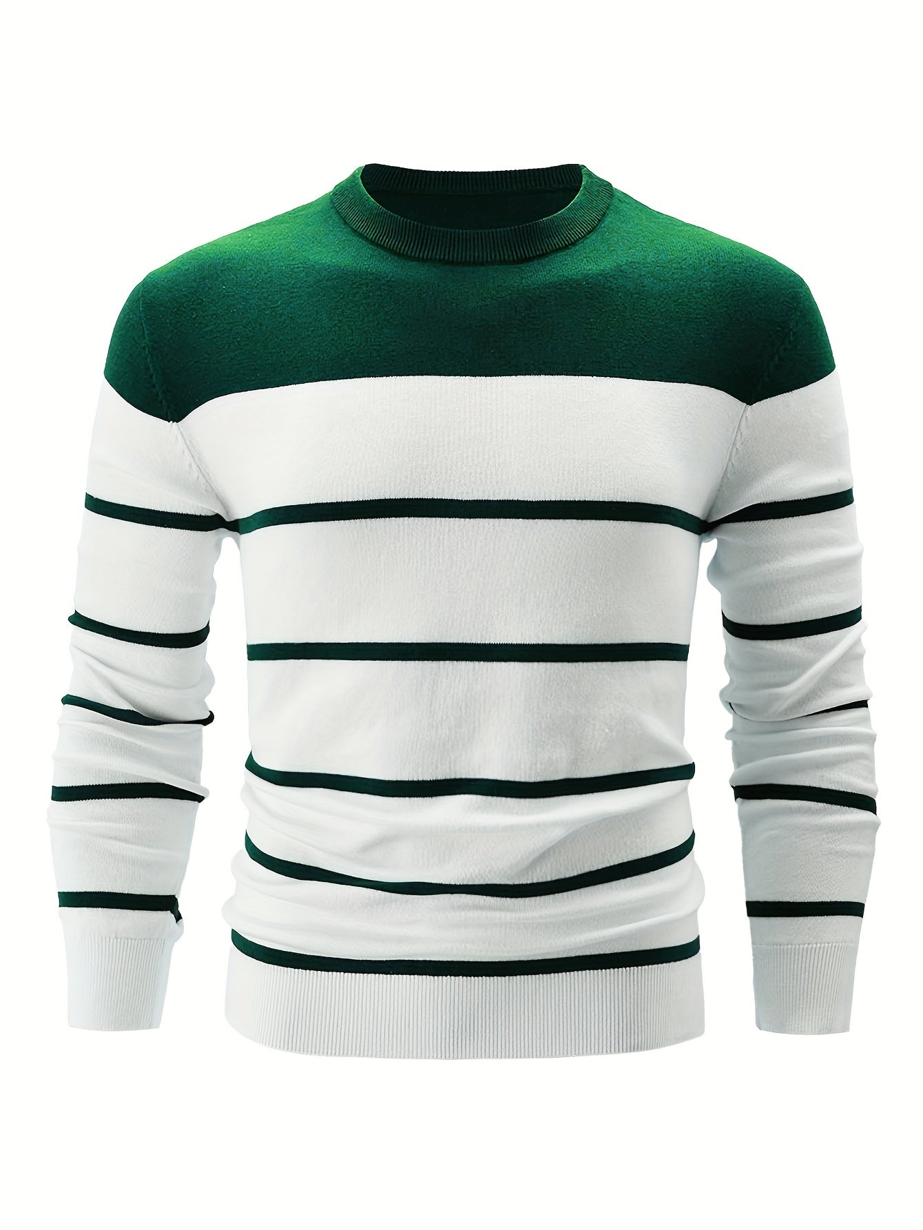 Street-wave Striped Cotton Pullover for Men Classic Comfort Everyday Essential Wardrobe