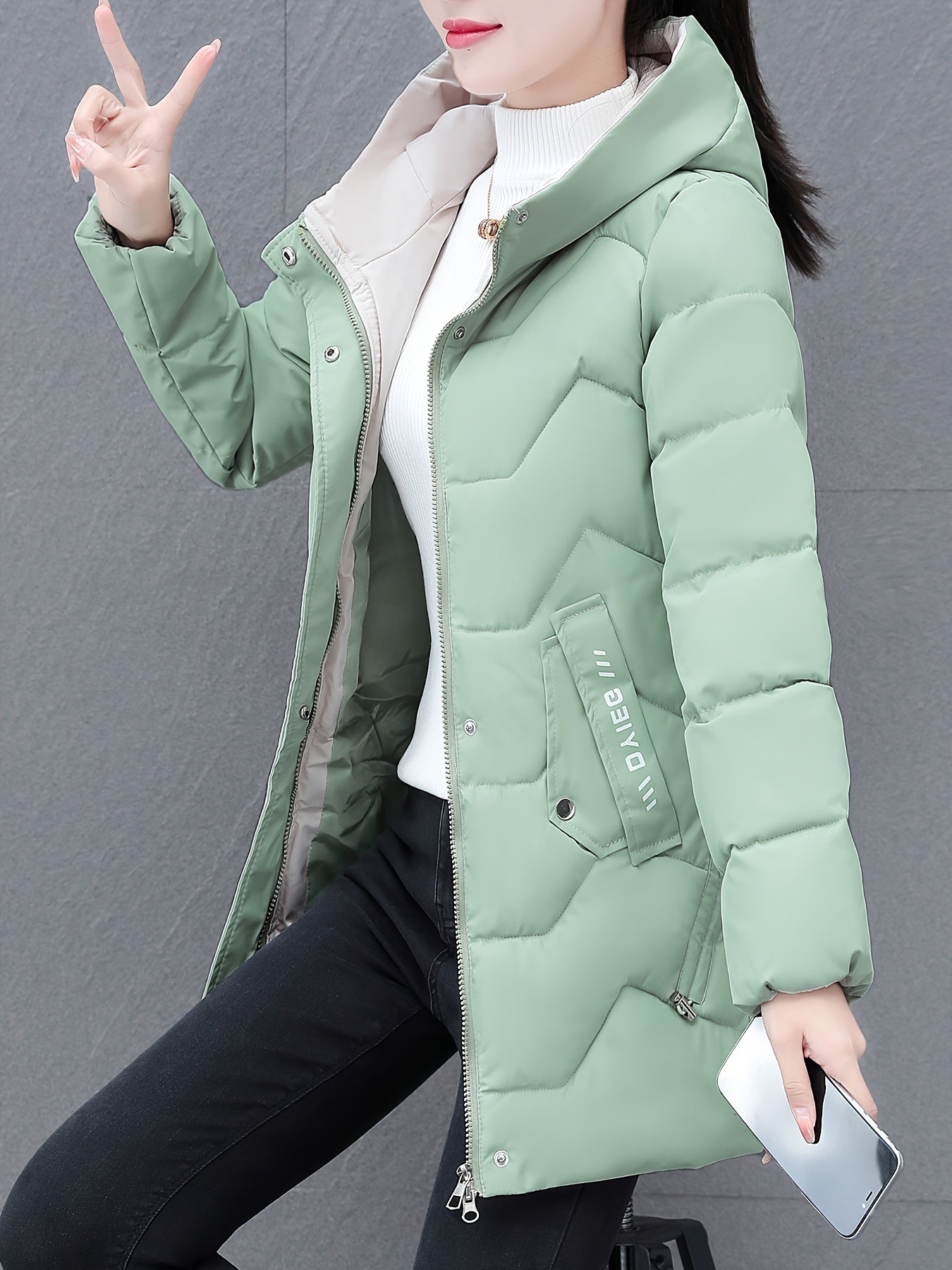 Street-Wave Women's Puffer Jacket Mid Length Warmth With Cozy Insulation For Fall Winter