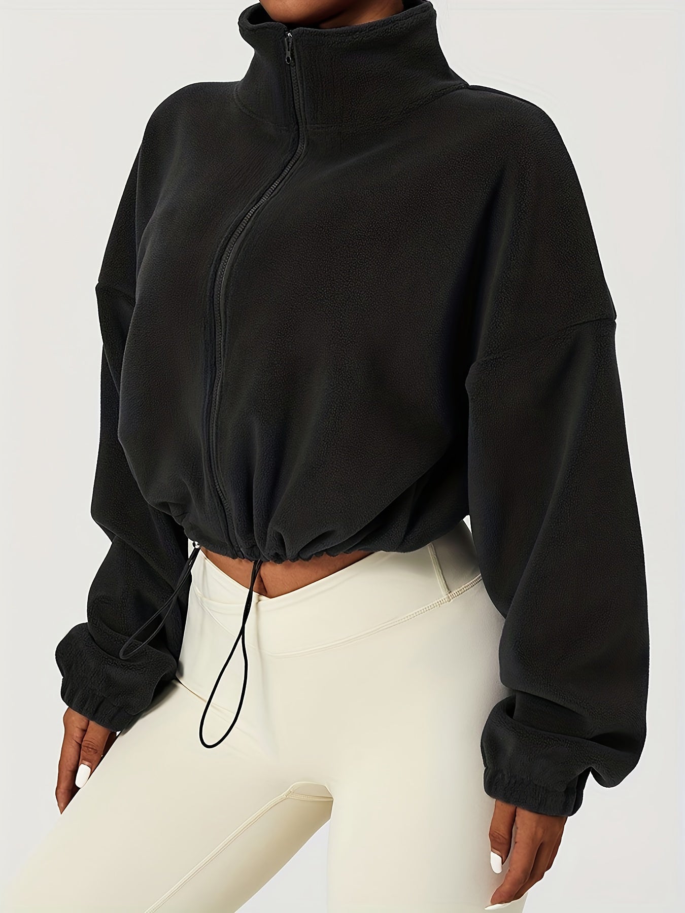 Street-Wave Fleece Crop Jacket Women Cozy Warm Streetwear