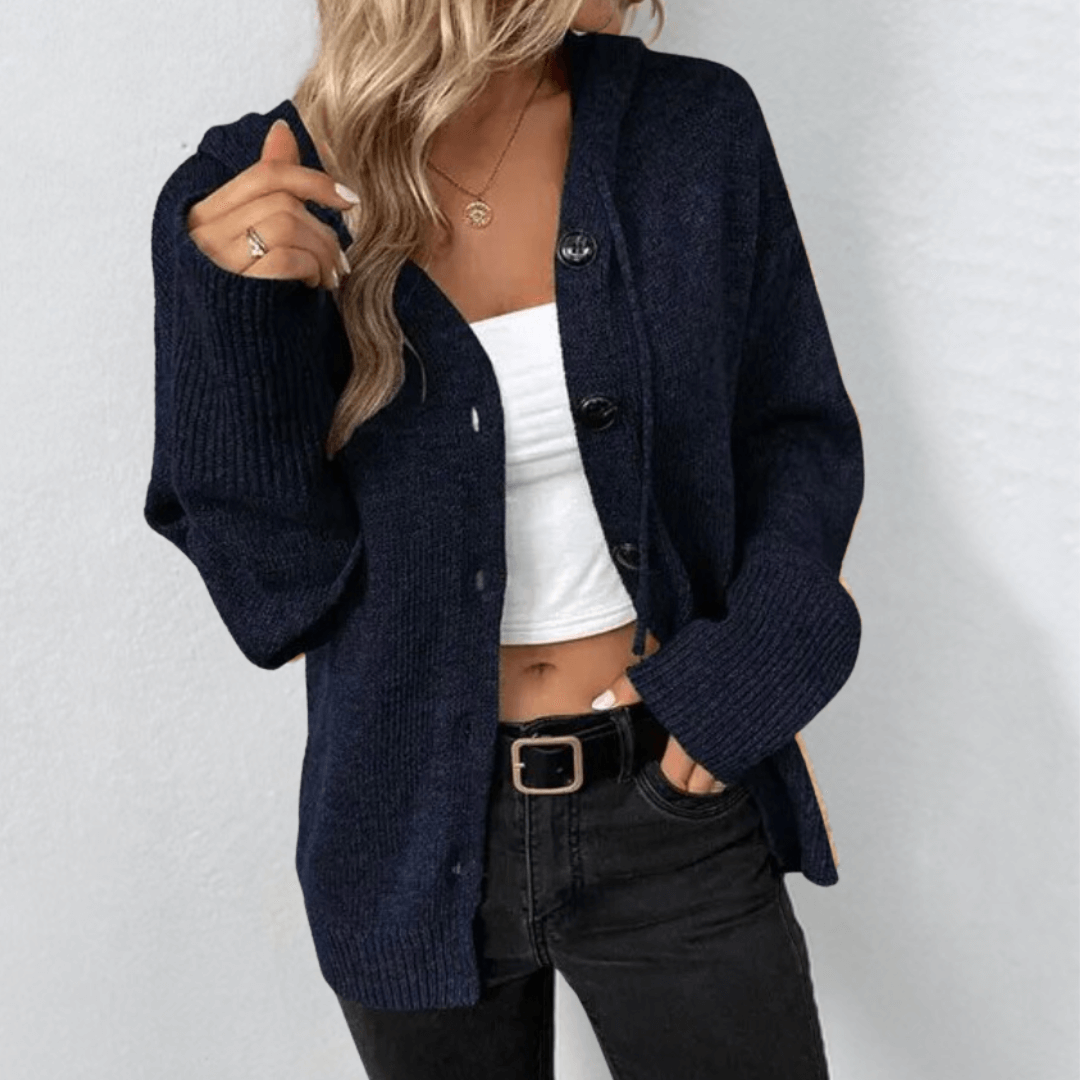 Street-Wave Cozy Button-Front Knit Cardigan for Women - Chunky Knit Relaxed Fit Warmth and Style