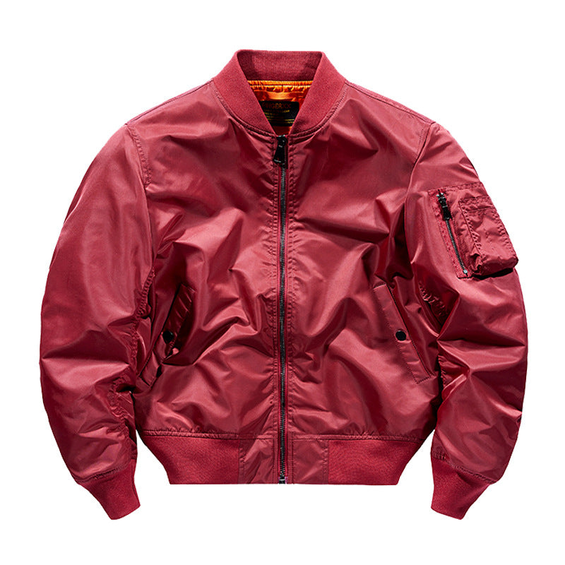Street Wave Windproof Bomber Jacket Insulated Warm Urban Winter Coat For Men With Orange Lining