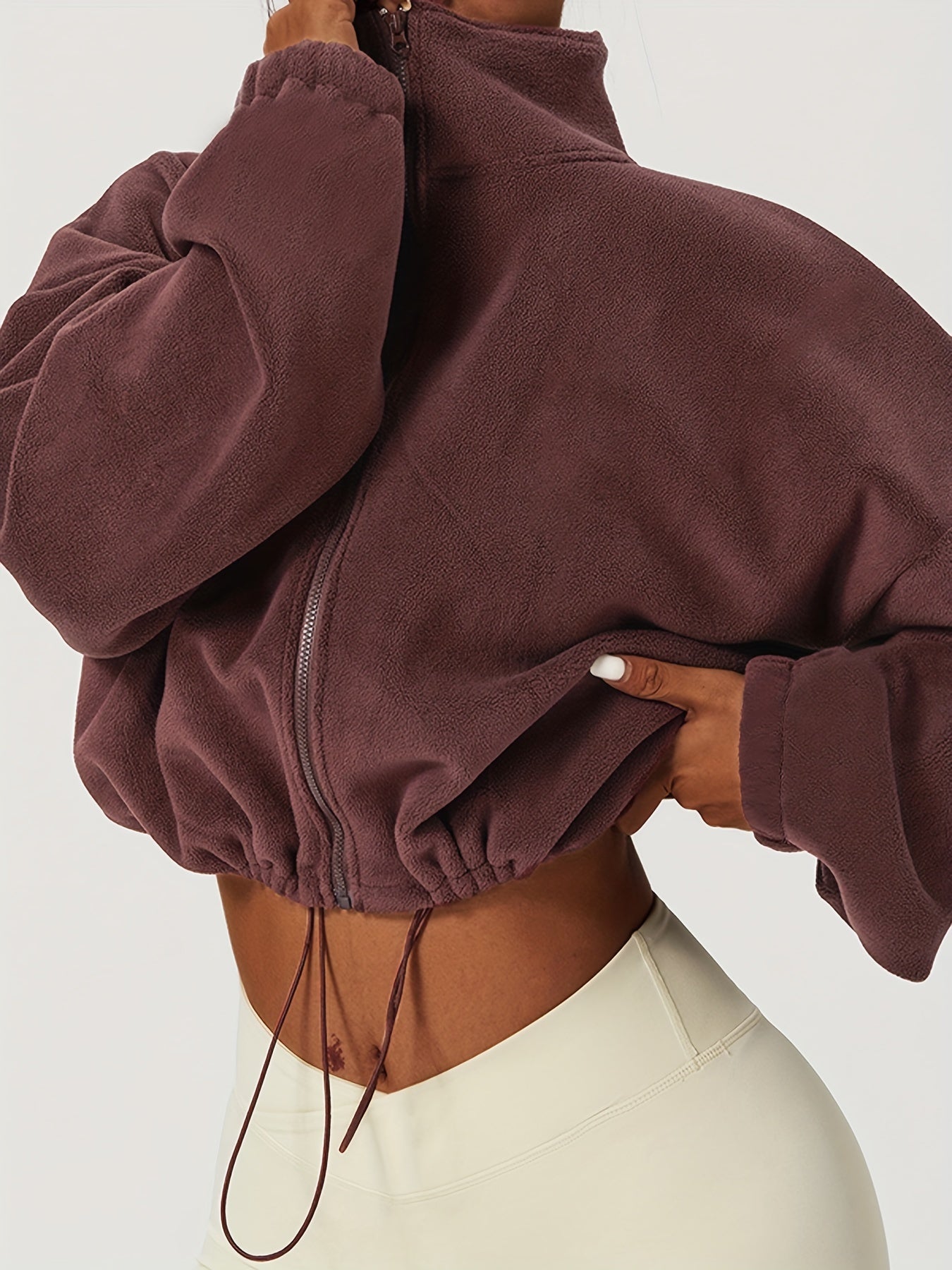 Street-Wave Fleece Crop Jacket Women Cozy Warm Streetwear