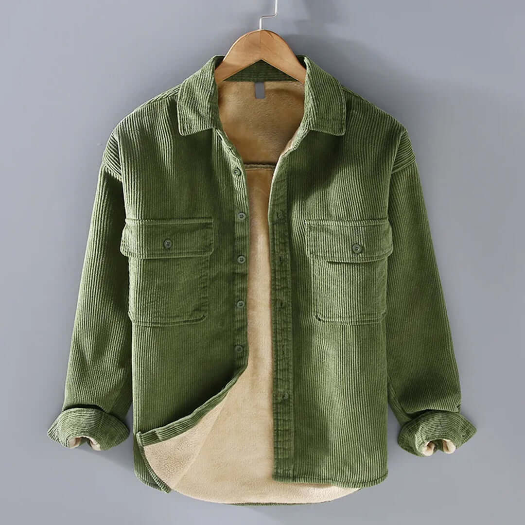Street-Wave Cordura Shearling Jacket For Men Warm Winter Coat Durable Fabric Rugged Style